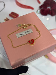 Kitlife Miu Miu Red Enamel Letter Metal Heart Bracelet - 3
