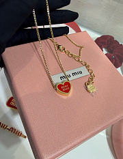 Kitlife Miu Miu Red Enamel Letter Metal Heart Bracelet - 6