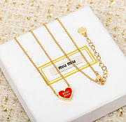 Kitlife Miu Miu Red Enamel Letter Metal Heart Neckalce - 5