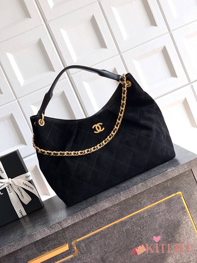 Kitlife Chanel 26C Hobo Bag Black Suede Calfskin 29x35x13cm - 1