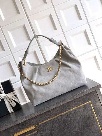 Kitlife Chanel 26C Hobo Bag Grey Suede Calfskin 29x35x13cm