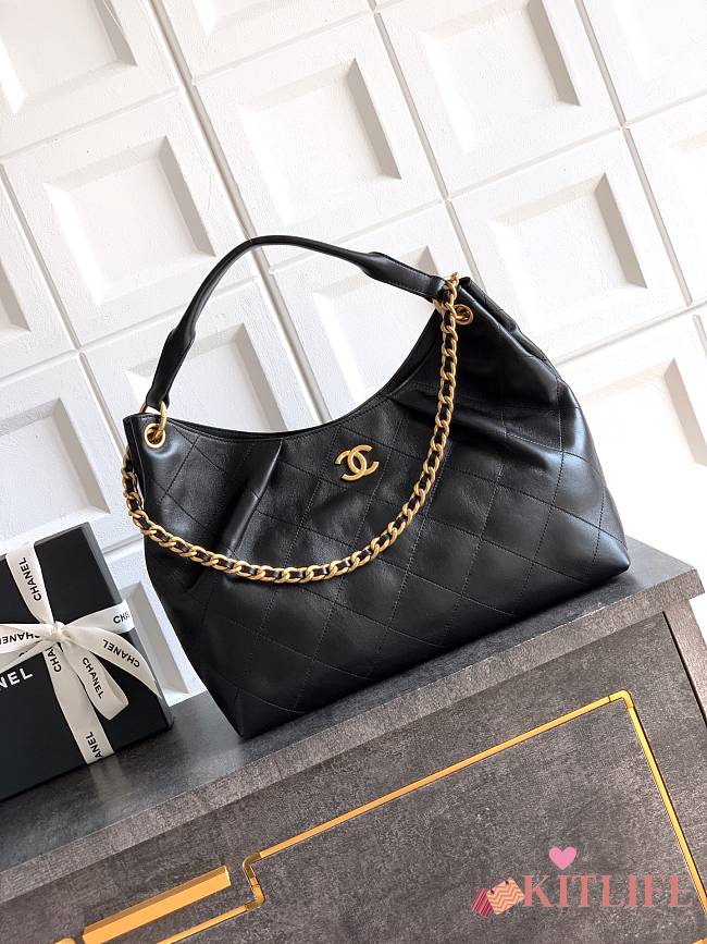 Kitlife Chanel 26C Hobo Bag Black Leather 29x35x13cm  - 1