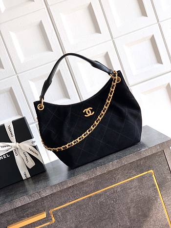 Kitlife Chanel 26C Small Hobo Bag Black Suede Calfskin 24x31x10cm