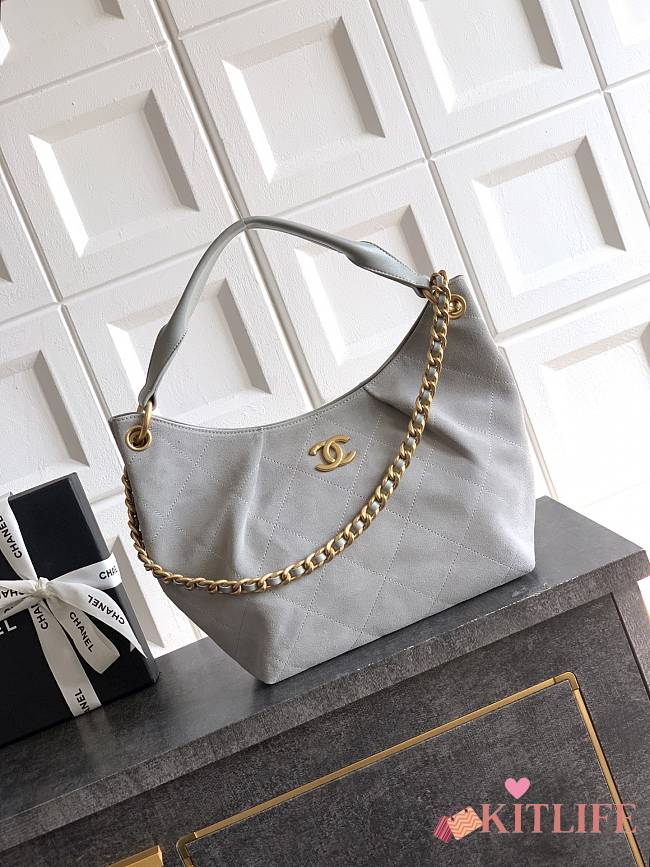 Kitlife Chanel 26C Small Hobo Bag Grey Suede Calfskin 24x31x10cm - 1