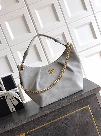 Kitlife Chanel 26C Small Hobo Bag Grey Suede Calfskin 24x31x10cm