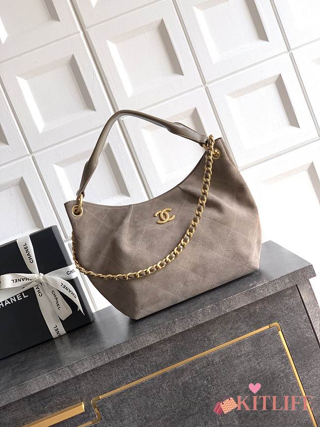 Kitlife Chanel 26C Small Hobo Bag Taupe Suede Calfskin 24x31x10cm  - 1