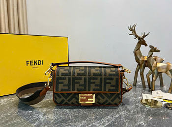 Kitlife Fendi Baguette NM Bag Zucca Embroidered Canvas Medium 27×6×14cm