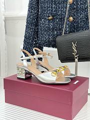 Kitlife Gucci Classic Horsebit Rhinestone Chunky Heel 55mm Sandals Silver - 1