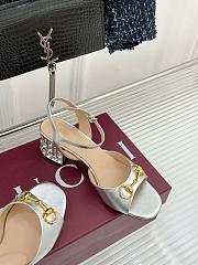 Kitlife Gucci Classic Horsebit Rhinestone Chunky Heel 55mm Sandals Silver - 6