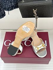 Kitlife Gucci Classic Horsebit Rhinestone Chunky Heel 55mm Sandals Silver - 5
