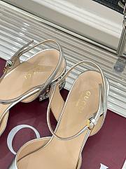 Kitlife Gucci Classic Horsebit Rhinestone Chunky Heel 55mm Sandals Silver - 2