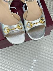 Kitlife Gucci Classic Horsebit Rhinestone Chunky Heel 55mm Sandals Silver - 4
