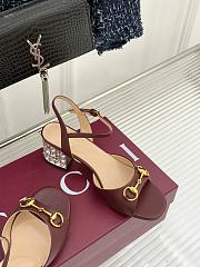 Kitlife Gucci Classic Horsebit Rhinestone Chunky Heel 55mm Sandals Brown - 6