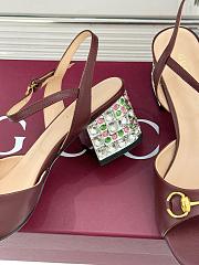 Kitlife Gucci Classic Horsebit Rhinestone Chunky Heel 55mm Sandals Brown - 2
