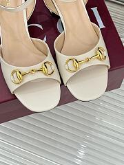 Kitlife Gucci Classic Horsebit Rhinestone Chunky Heel 55mm Sandals White - 6