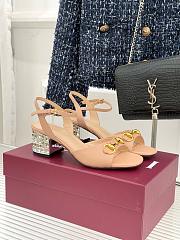 Kitlife Gucci Classic Horsebit Rhinestone Chunky Heel 55mm Sandals Beige - 1