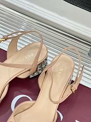 Kitlife Gucci Classic Horsebit Rhinestone Chunky Heel 55mm Sandals Beige - 6