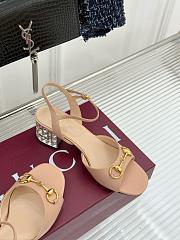 Kitlife Gucci Classic Horsebit Rhinestone Chunky Heel 55mm Sandals Beige - 3