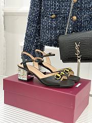 Kitlife Gucci Classic Horsebit Rhinestone Chunky Heel 55mm Sandals Black - 1