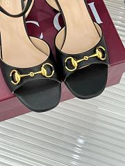 Kitlife Gucci Classic Horsebit Rhinestone Chunky Heel 55mm Sandals Black - 6