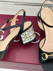 Kitlife Gucci Classic Horsebit Rhinestone Chunky Heel 55mm Sandals Black - 5