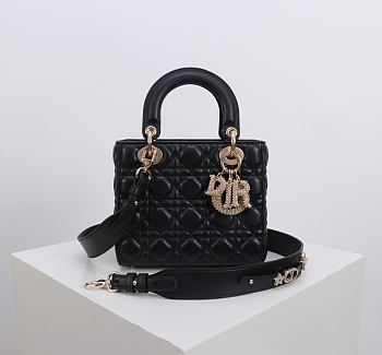 Kitlife Dior Lady My ABC Dior Pearl Buckle Bag Black 8878 20x16.5x8cm