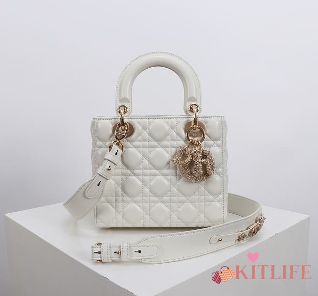 Kitlife Dior Lady My ABC Dior Pearl Buckle Bag White 8878 20x16.5x8cm  - 1