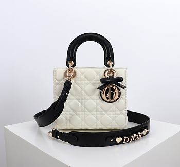 Kitlife Dior Lady My ABC Dior Bag with Chain Latte and Black Cannage Lambskin With Bow 8878 20x17x8cm