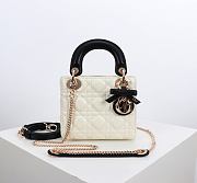 Kitlife Dior Lady Mini Bag With Chain Latte and Black Cannage Lambskin With Bow 44531 17×15×7cm  - 1
