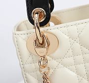 Kitlife Dior Lady Mini Bag With Chain Latte and Black Cannage Lambskin With Bow 44531 17×15×7cm  - 6