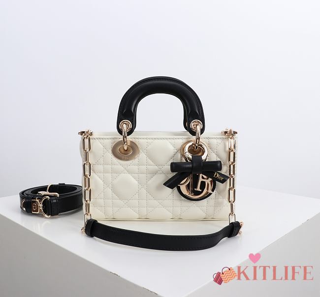 Kitlife Dior Micro Lady D-Joy Bag Two-Tone Latte and Black Cannage Lambskin 16x9x5cm - 1