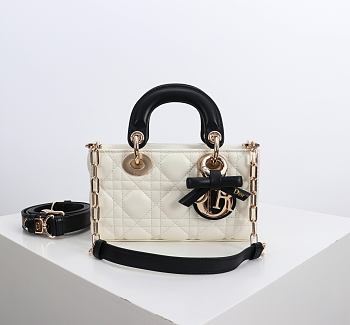 Kitlife Dior Micro Lady D-Joy Bag Two-Tone Latte and Black Cannage Lambskin 16x9x5cm