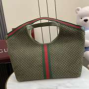 Kitlife Gucci Giglio Large Tote Bag Green Suede GG Canvas 853971 60x47x16cm  - 3