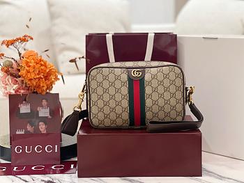 Kitlife Gucci Ophidia Small Crossbody Bag Beige And Dark Brown Fabric 839155 24x15x4cm