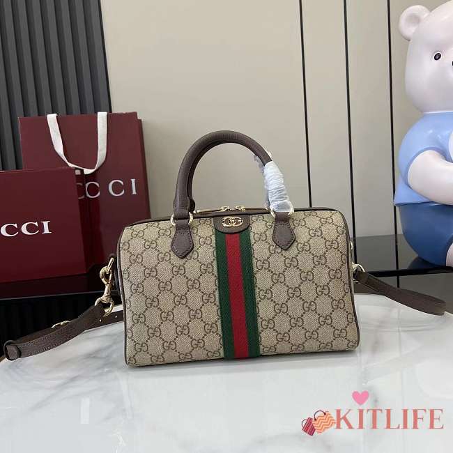 Kitlife Gucci Ophidia Medium Boston Bag Beige and Dark Brown 839155  24x15x4cm - 1