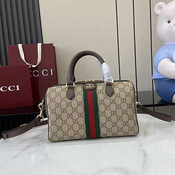 Kitlife Gucci Ophidia Medium Boston Bag Beige and Dark Brown 839155  24x15x4cm
