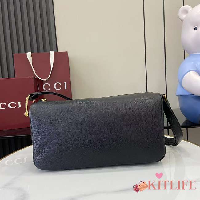 Kitlife Gucci Half Horsebit Medium Shoulder Bag Black 860787 31.5x17x12cm - 1