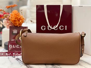 Kitlife Gucci Half Horsebit Medium Shoulder Bag Brown 860787 31.5x17x12cm