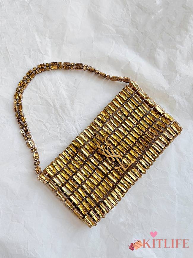 Kitlife Saint Laurent Evening Bag In Crystals Light Bronze 18x7.5x2.5cm - 1