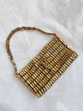 Kitlife Saint Laurent Evening Bag In Crystals Light Bronze 18x7.5x2.5cm