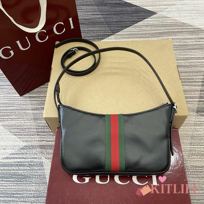 Kitlife Gucci Lunetta Crossbody Bag Black Soft Leather 863406 22.5x12.5x3.5cm - 1