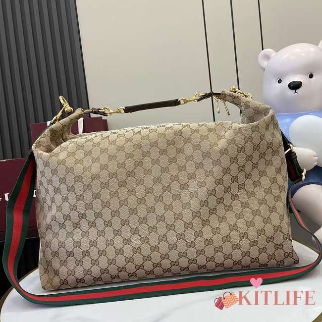 Kitlife Gucci Brera Large Crossbody Bag Beige GG Canvas 864485 46x29x20.5cm  - 1