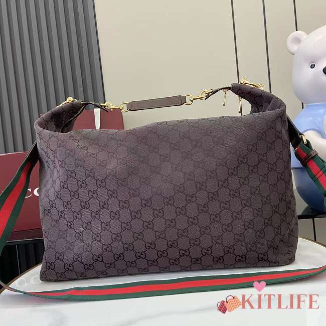 Kitlife Gucci Brera Large Crossbody Bag Dark Brown GG Canvas 864485 46x29x20.5cm  - 1