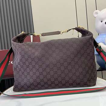 Kitlife Gucci Brera Large Crossbody Bag Dark Brown GG Canvas 864485 46x29x20.5cm 