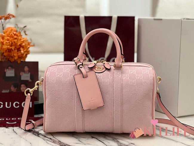 Kitlife Gucci Ophidia Medium Boston Bag Pink GG Canvas 857595 30x16x20cm - 1