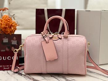 Kitlife Gucci Ophidia Medium Boston Bag Pink GG Canvas 857595 30x16x20cm