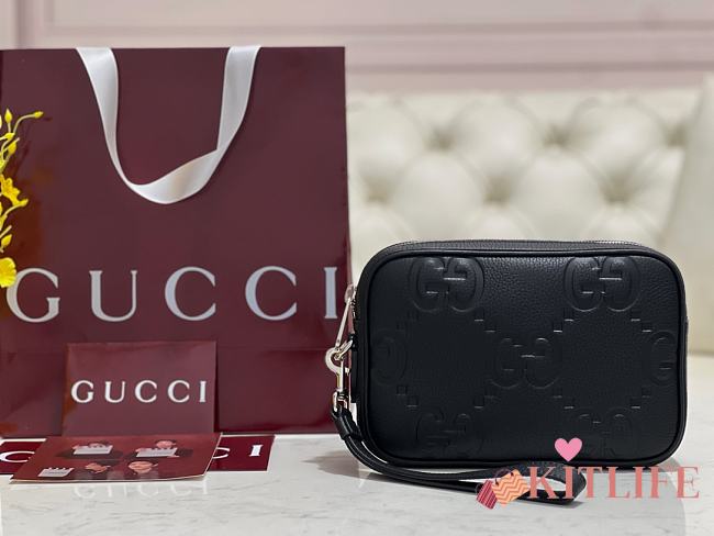 Kitlife Gucci Men Small Jumbo GG Pouch Black 802148 24x15.5x5cm - 1
