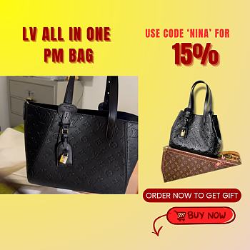 Kitlife Louis Vuitton All In One PM Bag Black M25858 40x22x15cm 