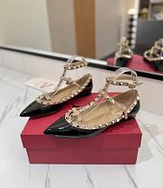 Kitlife Valentino Garavani Rockstud Black Patent Leather Ballet Flats - 1
