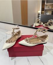 Kitlife Valentino Garavani Rockstud White Patent Leather Ballet Flats  - 3